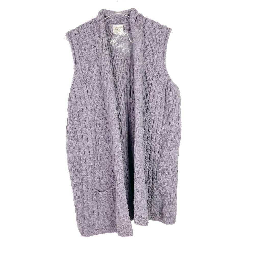 NWOT Kilronan Merino Wool Open Front Vest with Pockets Lavender Size XL